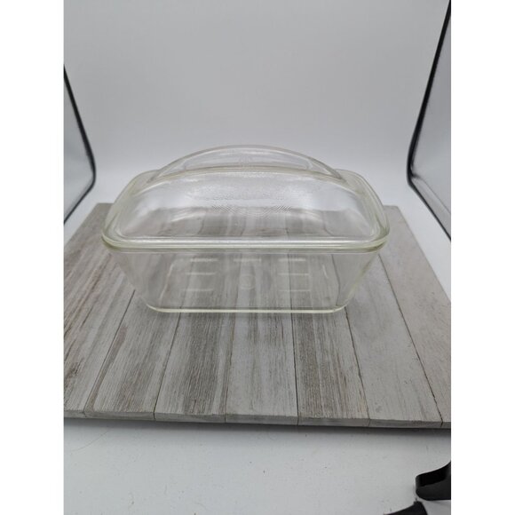 Vintage Westinghouse Clear Glass Bread Meatloaf Refrigerator Dish Dome Fin Lid - Picture 1 of 12